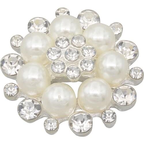 5pcs/lot 30mm Rhinestones Pearl Sewing Buttons for Clothing Accessories Crystal Shank Button Decorative Flatback Embellishment