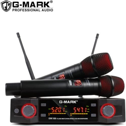 Wireless Microphone G-MARK EW100 UHF Karaoke Handheld Mic Professional Frequency Adjustable 80M Receive Party Show Stage