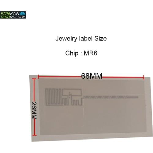 50pcs UHF RFID MR6 chipset Jewelry label 68x26MM EPC C1G2 white paper lable Sticker Tag for Jewelry management