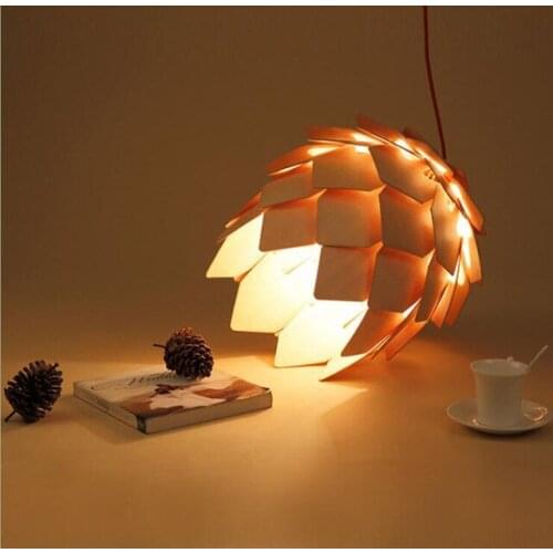 Loft Wood Creative Simple Pendant light Modern Fashion Lamps For Dining Room Restaurant Bedroom Living Room Shape LED