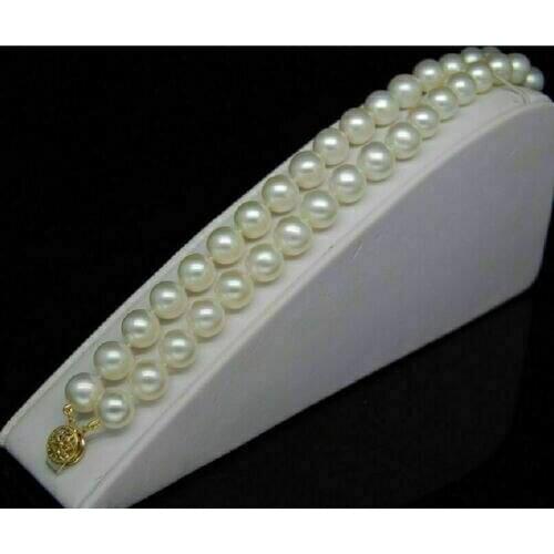 DOUBLE STRANDS SOUTH SEA AAA 8 -9MM WHITE PEAR L BRACELET 7.5-8 "