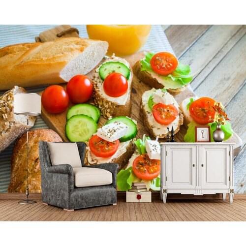 Fast food Bread Tomatoes Cucumbers Food wallpaper papel de parede,living room tv sofa wall kitchen restaurant bar 3d mural