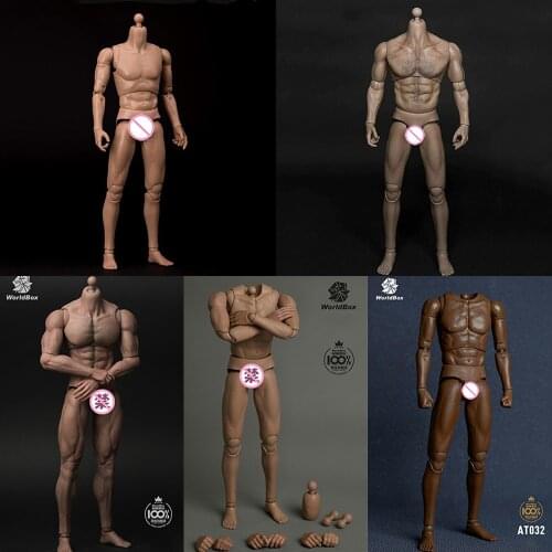 WorldBox AT012 AT011 AT032 AT025 AT027 1/6 Male Muscle Body Action Figure Model Durable Doll Toys for 1/6 HT DID Head