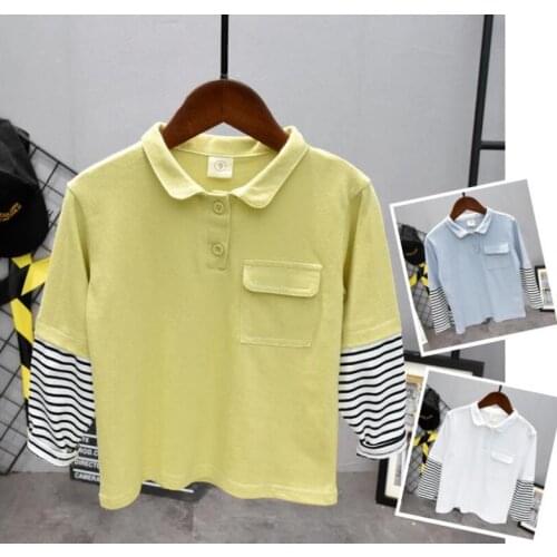 2020 Cotton Children Clothing Baby Boy Spring&Autumn lapel Long sleeve T Shirts New Toddler Kids Comfortable Tops Tee 90-130CM