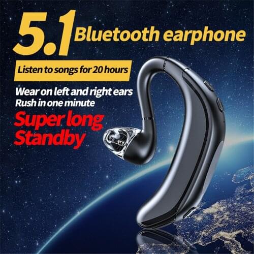 HIFI Wireless Business Single Ear-hook Bluetooth5.1 Headset Touch Control Earphones Stereo Handsfree IN Ear Support TWS Mode