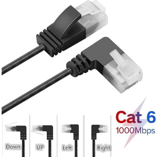 Ultra Slim Cat6 Ethernet Cable RJ45 Right Angle UTP Network Cable Patch Cord 90 Degree Cat6a Lan Cables for Laptop Router TV BOX