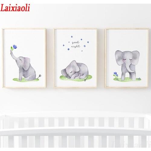 Full square round diamond embroidery Cute Watercolor Elephant rhinestones mosaic diy diamond painting baby room 3pcs decoration
