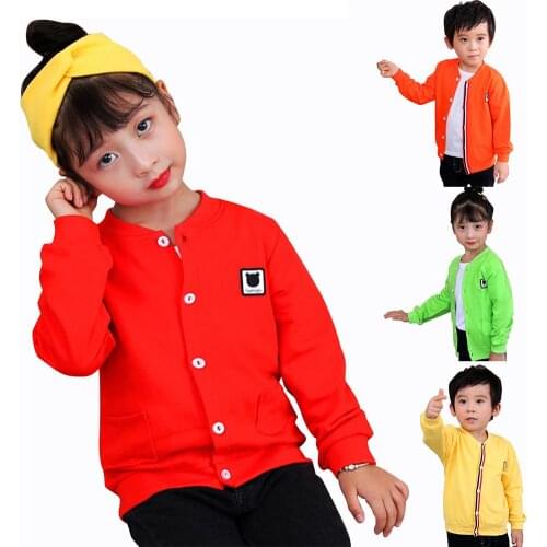 KLV Children Cardigan Coat Tops Kids Boys Girls Autumn Winter Single-breasted Long Sleeve Outfit Casual Cotton Pocket Outwear