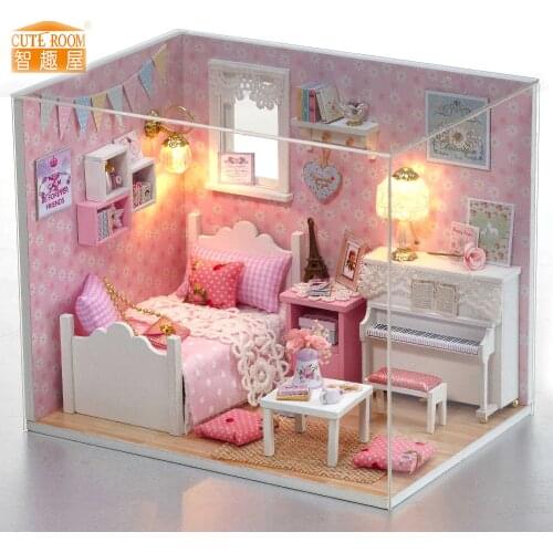 Furniture DIY Doll House Wodden Miniatura Doll Houses Furniture Kit Puzzle Handmade Dollhouse Toys For Children girl gift H015