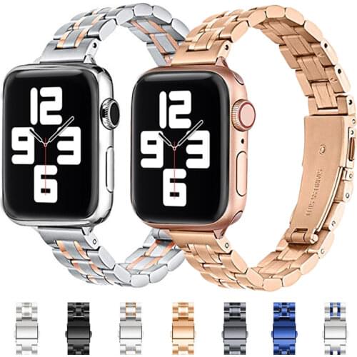 Fashion Metal Women Band for Apple Watch 40mm 44mm Stainless Steel Strap Bracelet correa iWatch Series 6 SE 5 4 3 2 1 38mm 42mm
