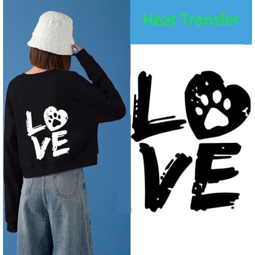 English letter LOVE logo heat transfer Vinyl Sticker On Clothes Fashion Iron On Transfer For Clothes Thermal Transfers Applique