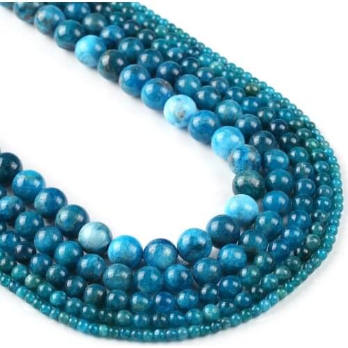 Natural apatite Beads ,Blue Apatite beads,Smooth round beads,Loose beads,Wholesale Gemstone beads 15" -4mm 6mm 8mm 10mm 12mm