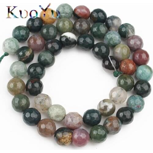 Natural Faceted Indian Agates Onyx Stone Beads Loose Spacer Beads For Jewelry Making DIY Bracelets Accessories 4/6/8/10/12MM