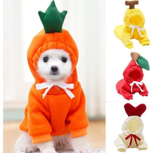 Dog Hoodies Clothes Cute Plush Dog Coat Hoodies For French Bulldog Pet Halloween Frog Fruit Cosplay Costume Small Dog Jacket