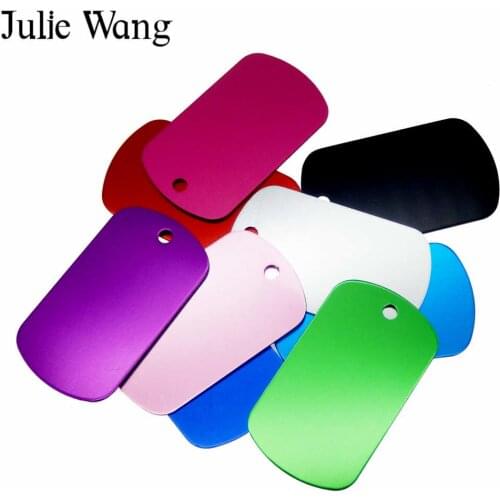 Julie Wang 10PCS Pet Dog Tag Charms Aluminum Military Army ID Tag Name Blank Pendant Making For Logo laser Engraving