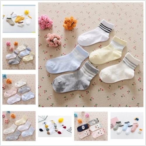 Striped Children Summer Socks Breathable Baby Boys Sport Sock 5 Pairs Cotton Girls Ankle Hose Kids Anklets Sox Bobbysox 1-12Year