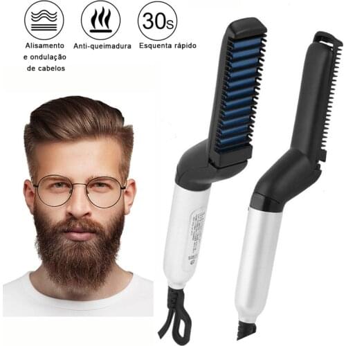 Dropshipping Multifunctional Beard Straightener Heated mans Hair Beard Flat Iron Quick Straightening Beard Brush Show Cap Tool