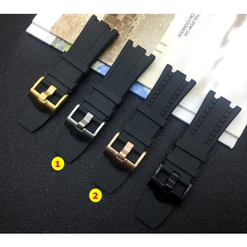 28mm Black nature Rubber silicone Watchband Men Watch Band For AP strap for Audemars for Piguet belt offshore oak logo on