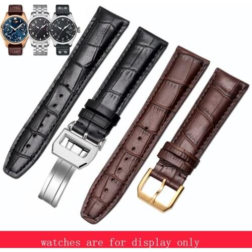 Yopo Genuine Leather Watchband 20 21 23mm Black Brown Wristband Replacement Strap For PORTUGIESER Series Mens Watch Accessories