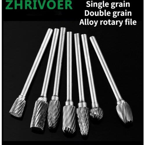 Single / double grain rotary file Tungsten steel grinding head 3*3*6 woodworking milling cutter 3mm Electric grinding head file