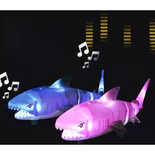 Luminous Electric Shark Multifunctional Operate Easily Plastic Electric Flash Light Music Shark Toy for Kids
