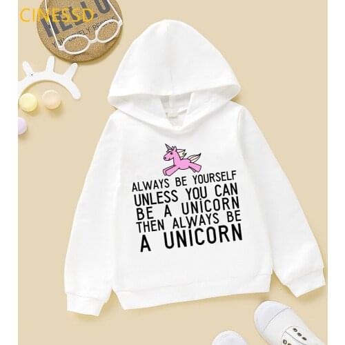 Cute unicorn print kids hoodie winter lovely clothes baby boys graphic sweatshirt white pink yellow hoody girls tops streetwear