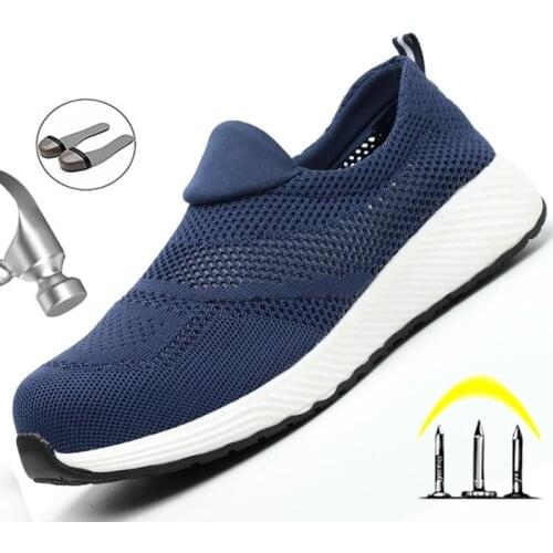 Work Safety Shoes Mens Sneakers Loafers Work Boots Steel Toe Shoes Male Breathable Men Women Plus Size 36-46 Anti-puncture