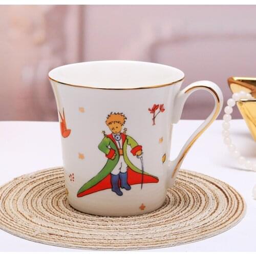 High Quality Little Prince Mug In Gold Rim Bone China Porcelain Coffee Tea Milk Cups Kitchen Drink Decor Cute Cup Gift For Child