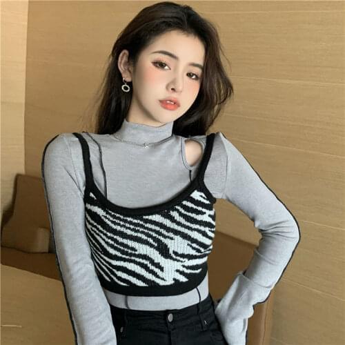 Women Corset Tops 2021 Zebra Pattern Knitted Camisole Womens Short Small Slip Top Tank Camis Crop Top For Women