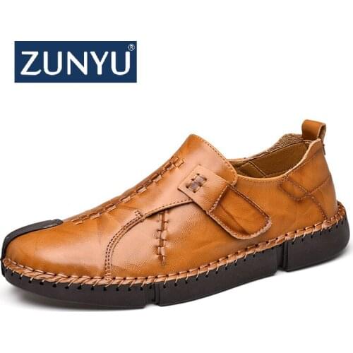 ZUNYU Classic Comfortable Men Casual Shoes Loafers Men Shoes Quality Split Leather Shoes Men Flats Moccasins Shoes Plus Size 48