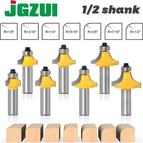 1pc 0.5in 12mm Shank Corner Round Over Router Bit with Bearing for Wood Woodworking Tool Tungsten Carbide Milling Cutter