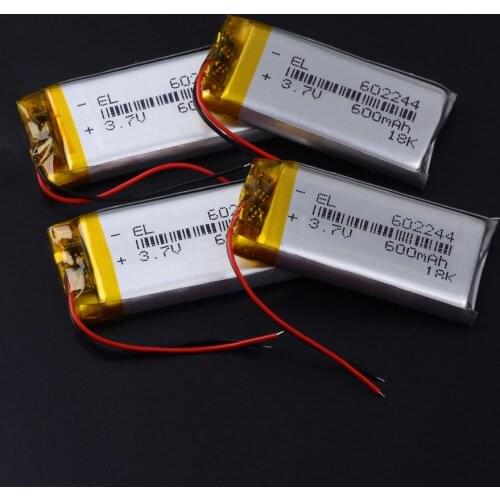 10pcs/Lot 600 mah 602244 3.7v lithium Li ion polymer rechargeable batter for dvr GPS mp3 mp4 cell phone speaker Sports headphone