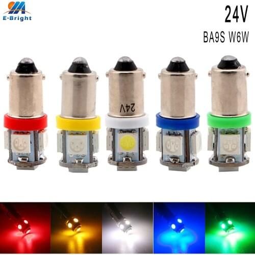 100pcs DC24V T4W T11 BA9S 5050 5 SMD LED Bulbs Auto Car Truck SUV Dome Side Marker Indicator Turn Signals Parking Reverse Lights