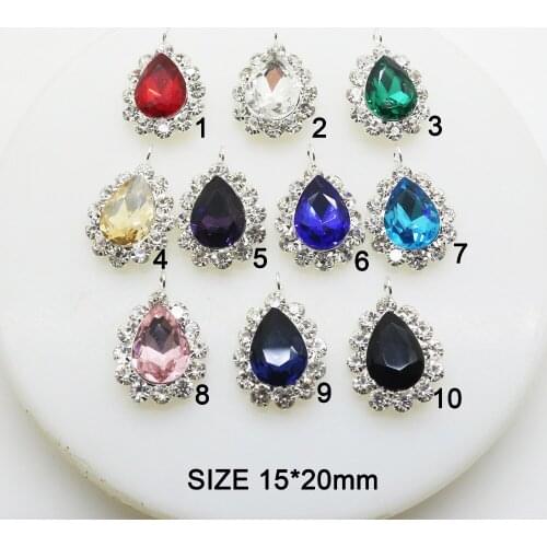 15*20mm Water Drop Glass Decor 10Pcs/Lot Handmade Women Hair Earrings Accessories Buttons Mix Color