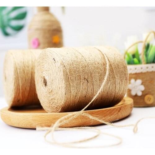2mm Burlap Hessian Jute Twine Gift Box Packing Cord Hemp Rope String Wedding Party Christmas Event Festival DIY Decoration