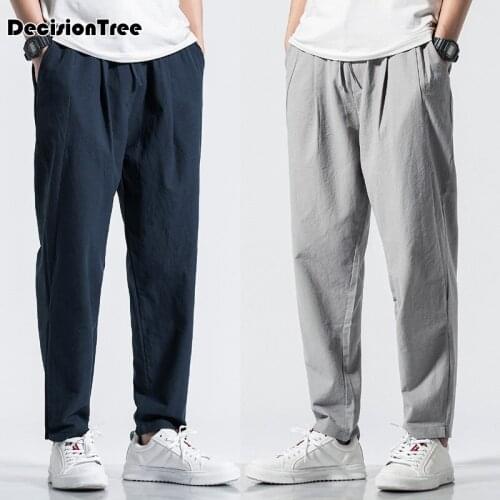 2021 gym training men yoga pants leggings fitness running breathable loose linen trouser sweatpants breathable gym sport pants