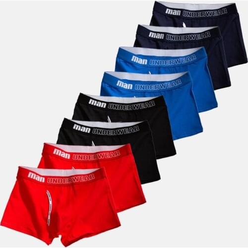 8Pcs Mens Underwear Pure Cotton Flat Angle Comfortable Male Panties Breathable Man Shorts Middle Waist Fashion Youth Men Boxer