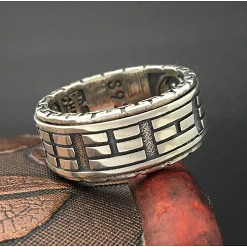 925 STERLING SILVER diagram punk RING jewelry Men gift A2297