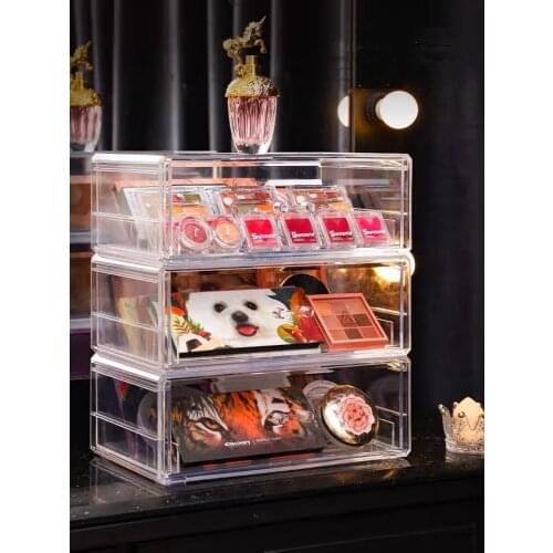 Acrylic Makeup Organizer Nail Polish Storage Box Jewelry Display Bins Cosmetic Box Lipstick Eyeshadow Case Transparent Drawer