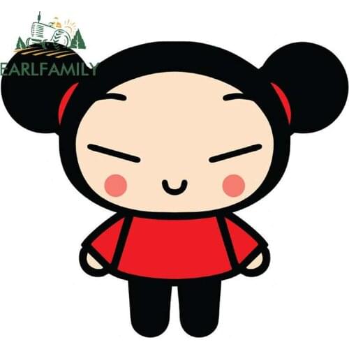 EARLFAMILY 13cm For Pucca Love Garu Scratch-Proof Car Stickers Waterproof Decal Cartoon Sticker DIY Decor Refrigerator