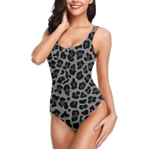 Whiteandnavy Grey Black Leopard Pattern Womens Swimsuits One-Piece Swimsuit Bathing Suits