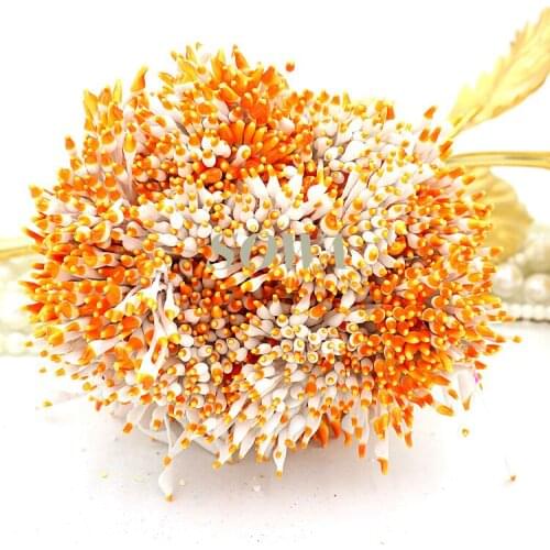 Free Shipping Wholesale 1mm 800pcs Orange And White Colors Effect Double Heads Flower Pistil Stamen For Cake decoration And DIY
