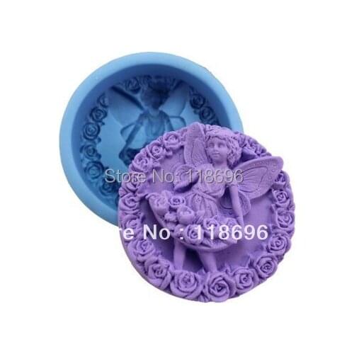 Free shipping Angel girl and rose modelling silicone soap mold Cake decoration mold Cake mold Handmade soap mold NO.SO-039