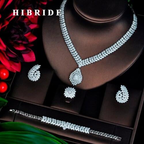 HIBRIDE Sparkling New Design Dubai Jewelry Sets For Women Bridal Wedding Accessories Pendientes mujer moda N-705