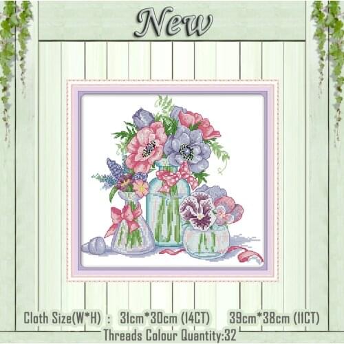 Flowers vase beautiful painting NKF counted printed on the canvas DMC 11CT 14CT kits DIY Cross Stitch embroidery needlework Sets