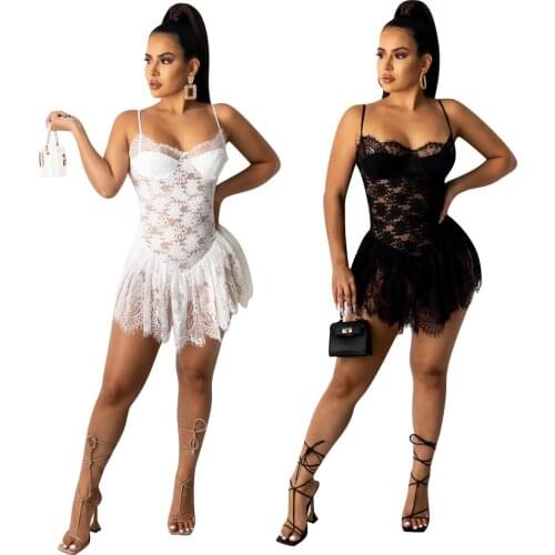 Echoine Black Spaghetti Strap Low Cut Mini Dress Woman Splice Mesh Sling Sexy See Through Slim Mini Dress Night Club Vestidos