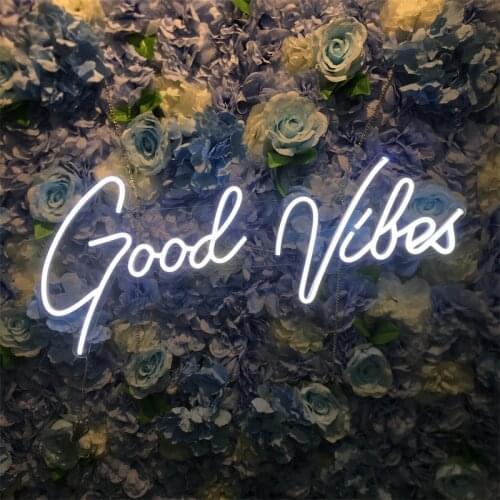 Good Vibes Neon Sign Lights Personalized Custom Aesthetic Room Decor Led 3D Acrylic Wall Hanging Party Bar Home Light Up Signs