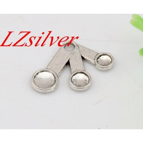 Hot Sale ! 100pcs 21x14.5mm Alloy Single-sided Measuring Spoons Cooking Baking Chef Kitchen charm DIY Jewelry