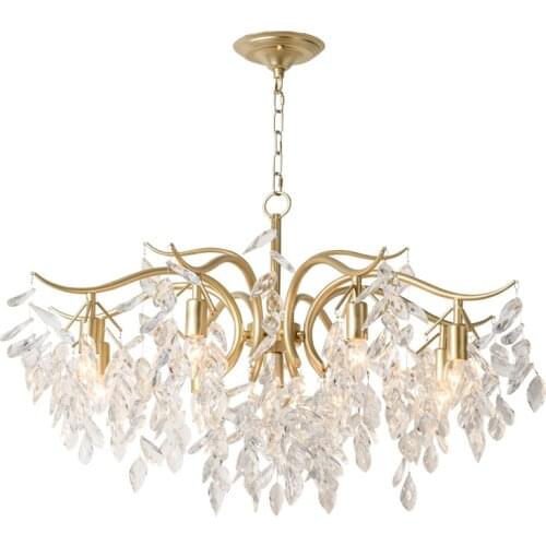 Golden clear crystal chandelier Living Room K9 Crystal Modern Hanging Light Fixture Wedding Decoration Pendant Lamp