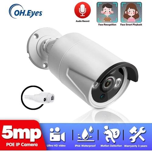 Face Network 5 Megapixels RJ45 POE 48V IP Street camera Metal-case Waterproof Room/Outdoor in Surveillance Independent IP Camera